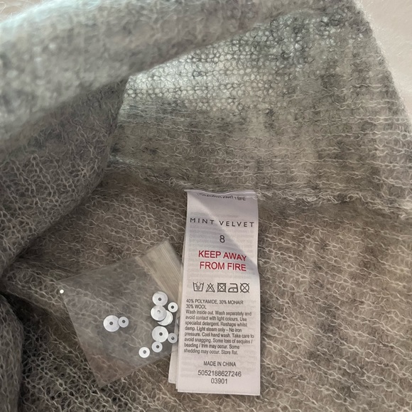 Mint Velvet (UK) Sheer wool / mohair & sequin sweater Size 2 NWOT - Picture 8 of 8